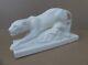 Ancient Cracked Ceramic Art Deco Panther Signed E. Siegl