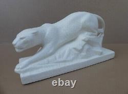 Ancient cracked ceramic art deco panther signed E. SIEGL