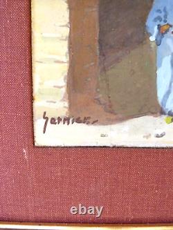 Ancient paintings, orientalist paintings, on panel, animated scene, signed