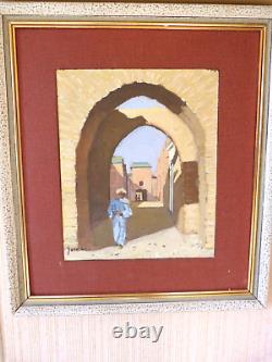 Ancient paintings, orientalist paintings, on panel, animated scene, signed