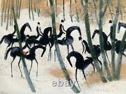 André Brasilier- Riders On Snow-1970 -original Signed Lithography/ No.