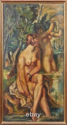André Favory, Women in the Bath, Oil on Canvas