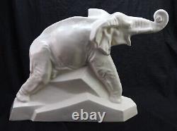 Animal Sculpture Art Deco Dolly In Cracked Faience Signed Lejan