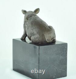 Animal Sculpture Pig Statue in Art Deco and Art Nouveau Style, Solid Bronze