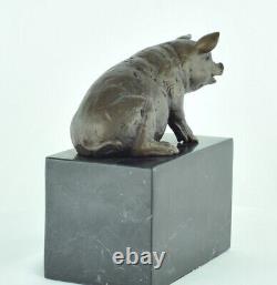 Animal Sculpture Pig Statue in Art Deco and Art Nouveau Style, Solid Bronze