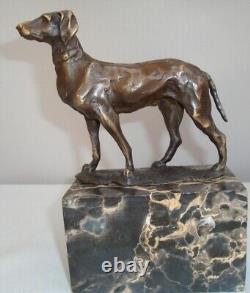 Animalier Hunting Dog Statue Sculpture in Art Deco and Art Nouveau Bronze Style