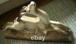 Antilope Statue Art Deco Signed S Radegonde Ceramic Porcelain Ttbe 5 Photos