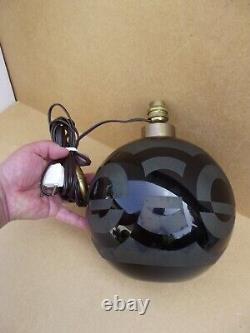 Antique Art Deco Acid-Etched Glass Ball Lamp Base Signed VERMER