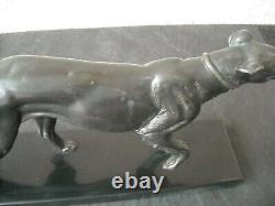 'Antique Art Deco Regule Sculpture of a Greyhound Signed by Irénée Rochard'