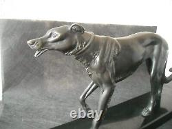 'Antique Art Deco Regule Sculpture of a Greyhound Signed by Irénée Rochard'
