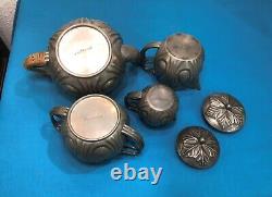 Antique Art Deco Tin Tea and Coffee Service Signed by Alice and Eugène CHANAL Tray