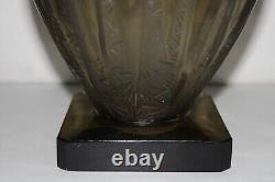 Antique Art Deco molded glass vase signed VERLYS France, ovoid, height 18.5 cm