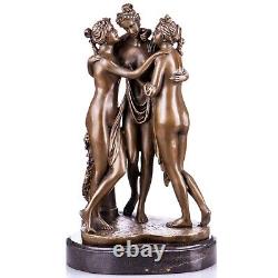 Antique Bronze Sculpture Art Deco Style The Three Graces after Canova