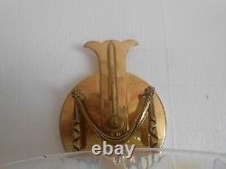 Antique brass sconce signed EZAN FRANCE with opalescent art deco bowl