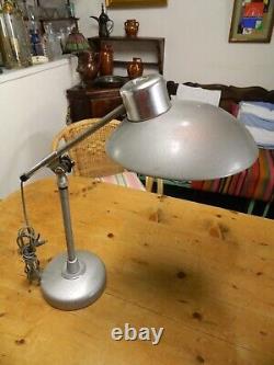 Art Deco 1930 Metal Desk Lamp, Signed Sqr
