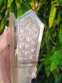 Art Deco 1930 Pressed Molded Glass Car Vase, Signed Veronidi