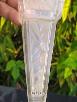 Art Deco 1930 Pressed Molded Glass Car Vase, Signed Veronidi