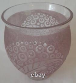 Art Deco Acid-Etched Glass Vase Signed Lorrain France