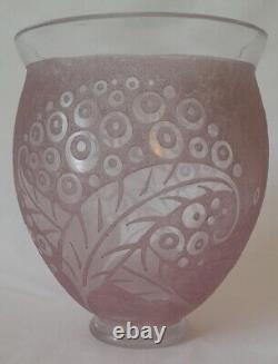 Art Deco Acid-Etched Glass Vase Signed Lorrain France