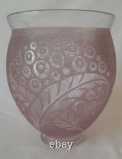 Art Deco Acid-Etched Glass Vase Signed Lorrain France