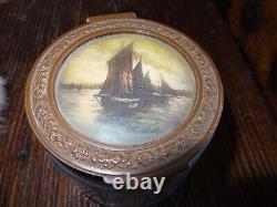 Art Deco Antique Powder Compact Signed Engraving