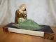 Art Deco Antique Woman Statue On Marble Signed R. Miandres