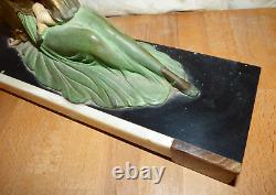 Art Deco Antique Woman Statue on Marble signed R. Miandres