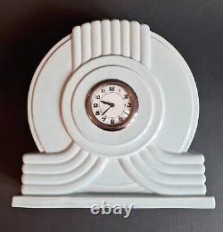 Art Deco Blue Celadon Ceramic Clock FRANCE Signed and Numbered