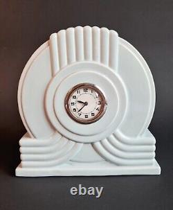 Art Deco Blue Celadon Ceramic Clock FRANCE Signed and Numbered