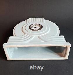 Art Deco Blue Celadon Ceramic Clock FRANCE Signed and Numbered