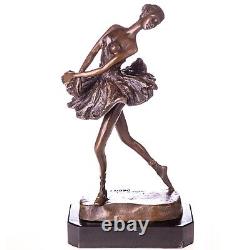 Art Deco Bronze Ballerina Sculpture on Black Marble After Degas