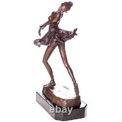 Art Deco Bronze Ballerina Sculpture on Black Marble After Degas