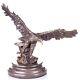 Art Deco Bronze Eagle Sculpture On Black Marble After Milo