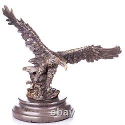 Art Deco Bronze Eagle Sculpture on Black Marble after Milo