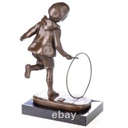 Art Deco Bronze Figure: Boy with Hoop after DH Chiparus Vintage