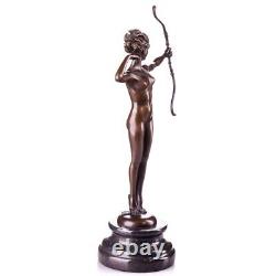 Art Deco Bronze Figure Female Nude with Bow Vintage