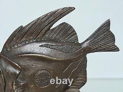 Art Deco Bronze Fish Animal Sculpture with Brown Patina (Unsigned) Sandoz 1930