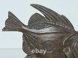 Art Deco Bronze Fish Animal Sculpture with Brown Patina (Unsigned) Sandoz 1930