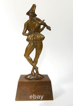 Art Deco Bronze Pierrot Signed T-7