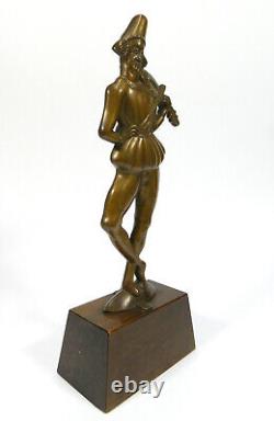 Art Deco Bronze Pierrot Signed T-7