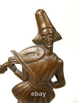 Art Deco Bronze Pierrot Signed T-7