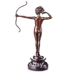 Art Deco Bronze Sculpture of a Nude Woman with Bow after M. Bouraine