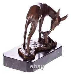 Art Deco Bronze Sculpture of a Stag with Fawn After Barye