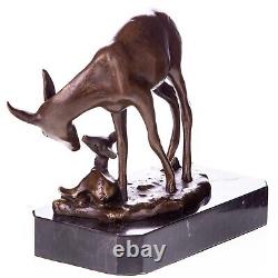 Art Deco Bronze Sculpture of a Stag with Fawn After Barye