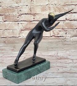 Art Deco Bronze Skater Ice Signed Statue Figurine Sculpture Sale