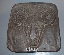 Art Deco Cast Iron Zodiac Sign Aries Hanging Plaque Sculpture Signed AR