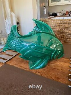 Art Deco Ceramic, signed, large fish, year 1930, widely imitated, beware.