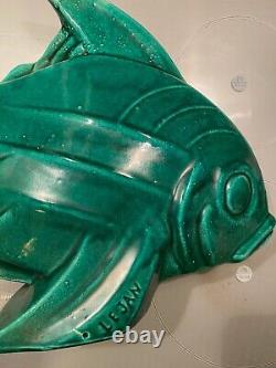 Art Deco Ceramic, signed, large fish, year 1930, widely imitated, beware.