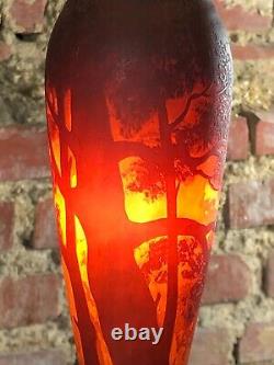 Art Deco Era Glass Paste Lamp, Muller And Brothers Ht 54 CM