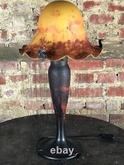 Art Deco Era Glass Paste Lamp, Muller And Brothers Ht 54 CM